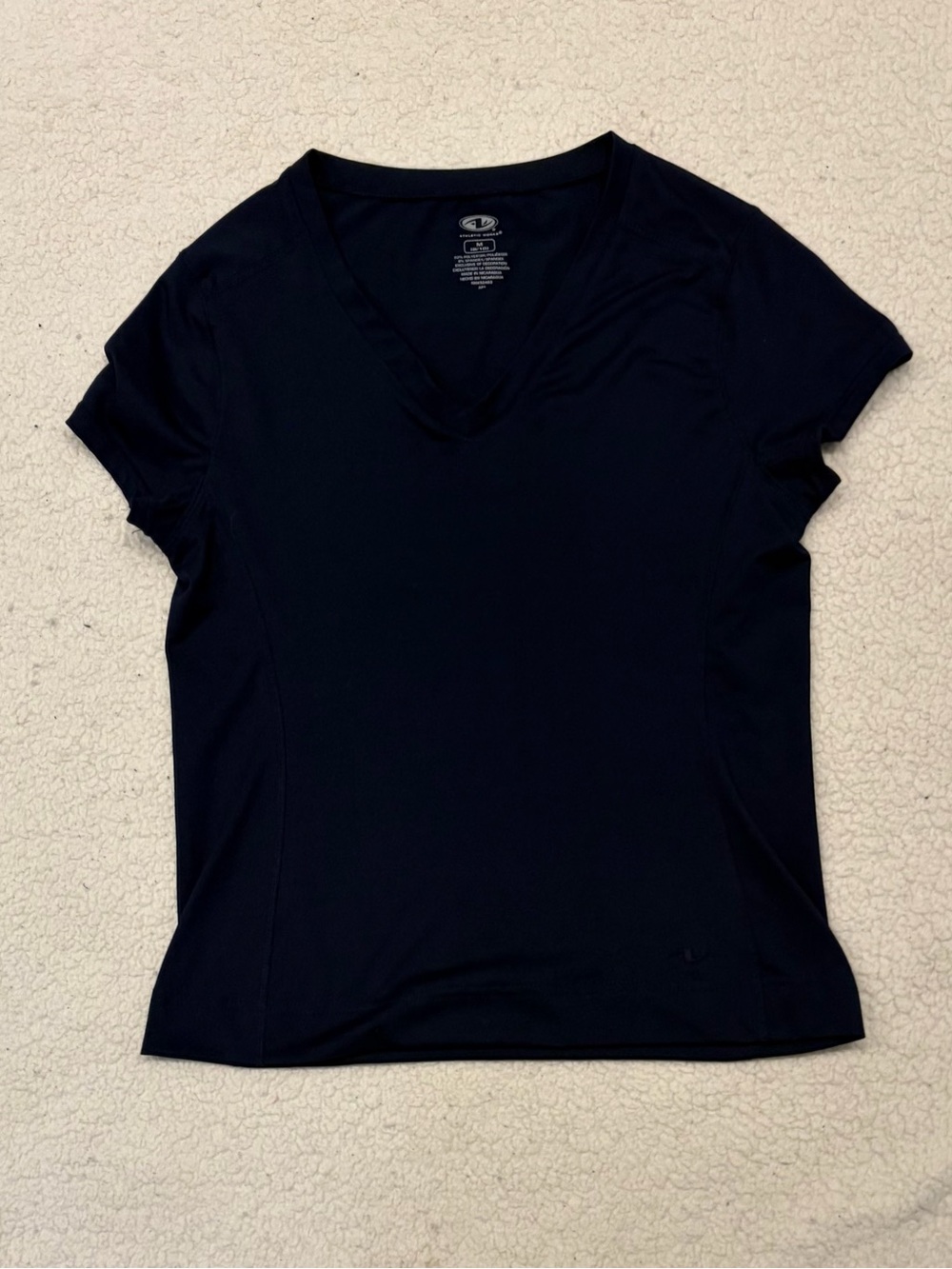 Athletic Works Navy Blue V-Neck Athletic T-Shirt (Size M / 8-10)